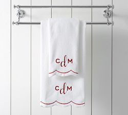 Scalloped Dot Organic Embroidered Towel