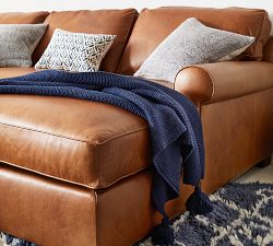 Townsend Roll Arm Leather L-Shaped Chaise Sectional (143")