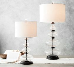 Estelle Stacked Glass &amp; Iron Table Lamp (24"-36")