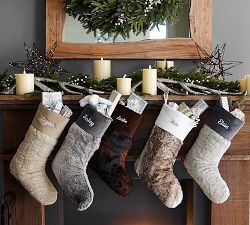 Faux Fur Stocking - Brown Bear