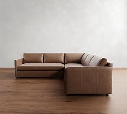 Pacifica Slim Arm Leather 3-Piece L-Shaped Sectional (106")