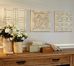 Stamped Ivory Metal Tiles Set