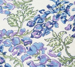 Wisteria Blockprint Cotton Round Tablecloth