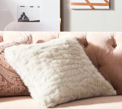 Faux Fur Tightly Ruched Pillow Cover