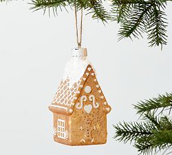 Lit Gingerbread House Ornament