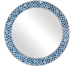 Phoenix Blue Bone Round Wall Mirror