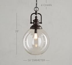 Duke Oversized Recycled Glass &amp; Metal Pendant (16")