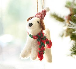 Felt Terrier With Hat Ornament