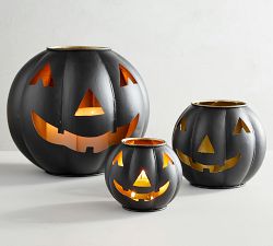 Metal Jack-O-Lantern Candle Holder