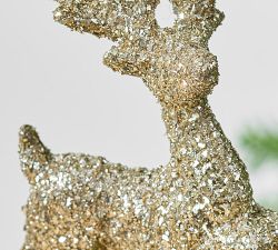 Rustic Glam Golden Glitter Ornaments - Set of 3