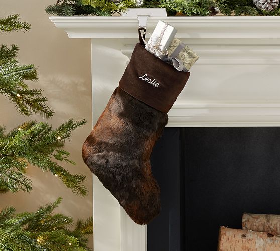 Faux Fur Stocking - Brown Bear