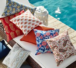 Mahal Block Print Outdoor Lumbar Pillow