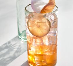 Etched Floral Recycled Glass Drinking Glasses - Set of 4