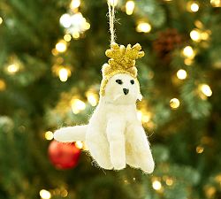 Felt Glitter Antler Cat Ornament