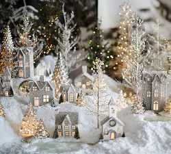 Lit German Glitter Village Houses, Benefiting Give A Little Hope Campaign