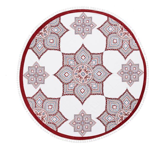 Amaia Round Beach Towel - Red