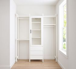 Essential Walk-In Closet by Hold Everything, 6' Hanging System with Glass Cabinet &amp; Drawers​