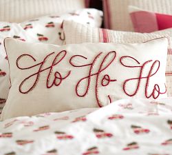 Ho Ho Ho Embroidered Pillow Cover