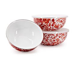 Open Box:Golden Rabbit Enamel Lidded Mixing Bowls - Set of 3