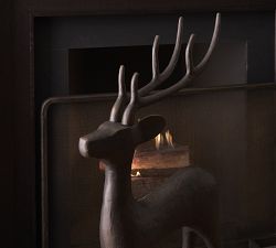 Sculpted Reindeer Fireplace Log Holder