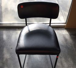 Open Box: Maison Leather Counter Height Bar Stool (24") - Vintage Midnight, Antique Bronze Leg