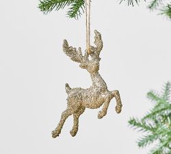 Rustic Glam Golden Glitter Ornaments - Set of 3