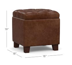 Lorraine Tufted Leather Storage Cube