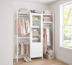 Essential Walk-In Closet by Hold Everything, 6' Hanging System with Glass Cabinet &amp; Drawers​