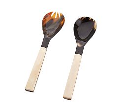 Horn and Wood Serving Utensils - Set of 2