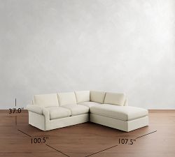 PB Comfort Modern Roll Arm Slipcovered 3-Piece Bumper Sectional (106")