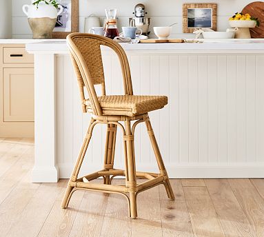 Cafe Bistro Rattan Swivel Counter Stool | Pottery Barn