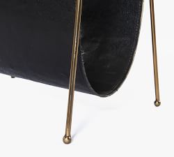 Faux Leather &amp; Stainless Steel Magazine Holder