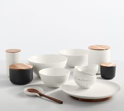 Mason Stoneware &amp; Wood Lazy Susan