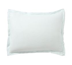 Open Box: Belgian Flax Linen Double Flange Sham, Standard Set of 3 - Blue Frost