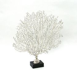 Metal Seafan on Black Glass Base Object