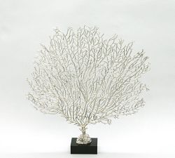 Metal Seafan on Black Glass Base Object