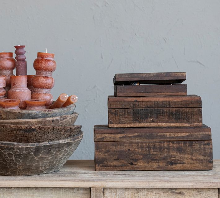 Reclaimed Wood Boxes - Set of 3 | Pottery Barn