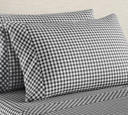 Black Gingham Organic Brushed Cotton Sheet Set
