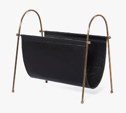 Faux Leather &amp; Stainless Steel Magazine Holder