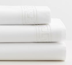 Geo Embroidered Organic Percale Pillowcases - Set of 2