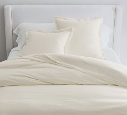 Open Box: Belgian Flax Linen Double Flange Duvet, Twin/Twin XL - Classic Ivory