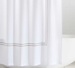 Pearl Embroidered Organic Shower Curtain