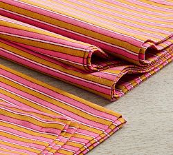 Zeena Stripe Block Print Cotton Napkins - Set of 4