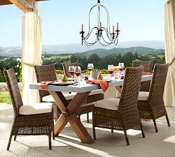 Abbott Concrete &amp; Acacia Rectangular Dining Table, Brown (84")