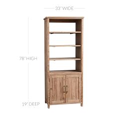 Parker Reclaimed Wood Open Bookcase with Doors
