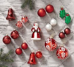 Red Assorted Glass Ornaments - Set of 20