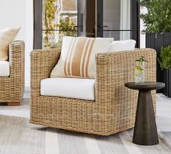 Huntington Wicker Square Arm Swivel Outdoor Lounge Chair