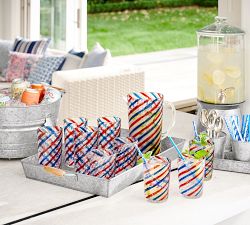 Galvanized Americana Rectangle Tray with Wooden Handles