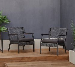 Klein Wicker Outdoor Lounge Chairs, Set of 2