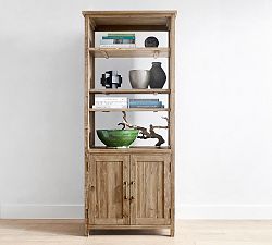 Parker Reclaimed Wood Open Bookcase with Doors